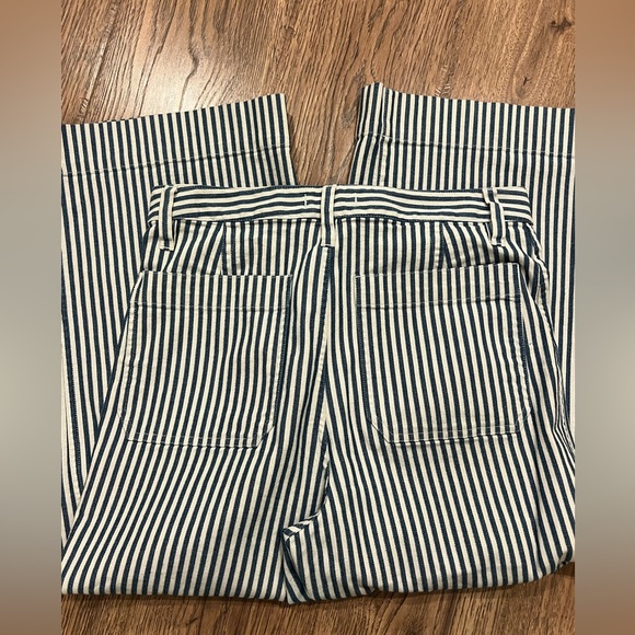 Madewell Emmett Wide-Leg Crop Pants in Herringbone Railroad Stripe Size 30 EUC - Picture 6 of 7